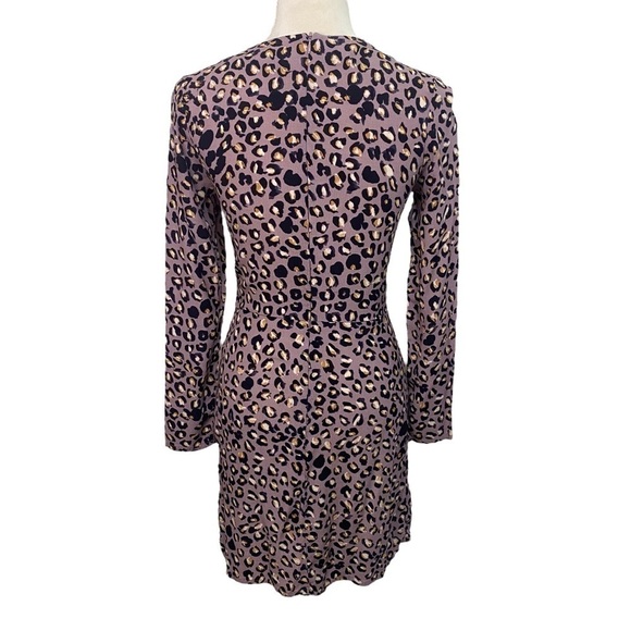 H&M lavender long sleeve leopard print sheath dress Size 4 - Picture 3 of 8
